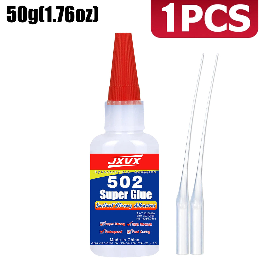 50g Plastic 502 Super Glue Extra Strong Plastic Professional Adhesive Quick Fix for Toy Plastic Items Transparent Cyanoacrylate Glue Fast Drying Odorless Long Lasting Bonding 1-3PCS.