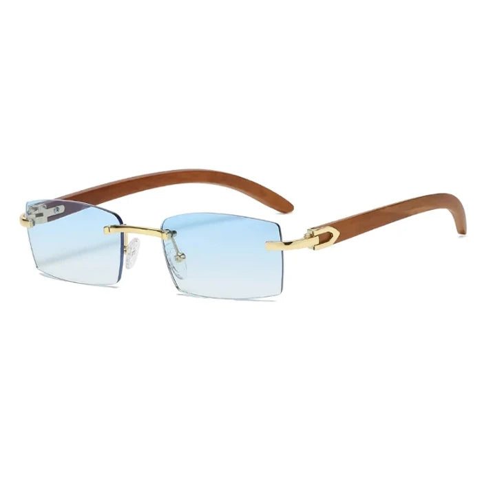 Hiking Camping Sqaure Brand Designer Anti Light Glasses Men Women Wood Frames Rimless Black Eyeglasses Fashion Eyewear UV400