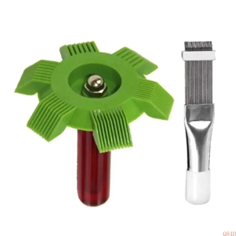 Q84D Radiator & Evaporator Fin Straightener Comb – 2-Piece AC Cleaning Brush Set for Auto HVAC Coil Repair
