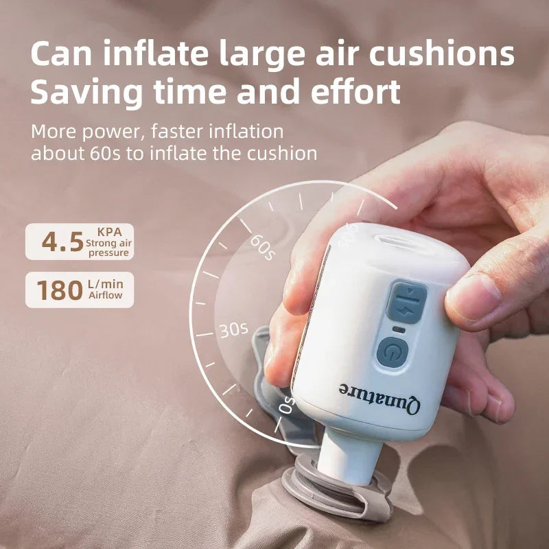 Qunature Electric Air Pump Multifunctional Inflatable Extract Gas Pump Camping Air Bed Swimming Ring Inflatable Pump lighting
