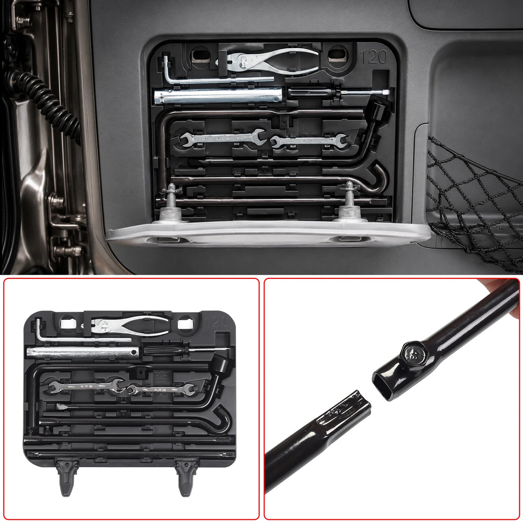 For 2003-2009 Toyota Land Cruiser Prado LC120 J120 Emergency Tool Box Storage Organizer Black Trunk Accessories