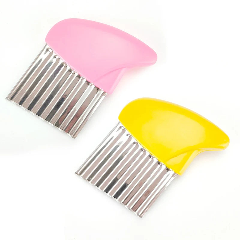 1/2Pcs Stainless Steel Wavy Potato Cutter, Multifunctional Wave Vegetable Slicer for Fries, Potato Strip Cutting Kitchen Gadget