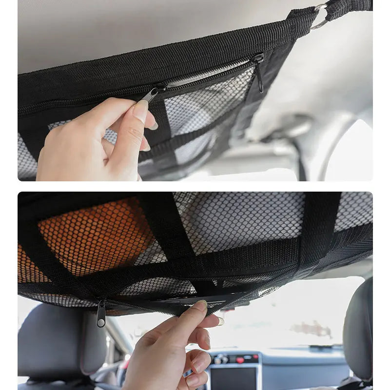 Car Ceiling Cargo Net Strong Load-Bearing Mesh Car Roof Storage Organizer Car Ceiling Net Storage For SUV Long Trip Camping