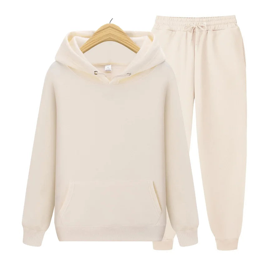 New Womens Solid Color Sets Hoodies Pants Autumn Winter Hooded Sweatshirt Sweatpants Hoodie Pant Hoody Pullover Female Suit