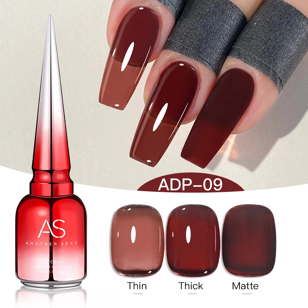 AS 15ml Translucent Amber Gel Nail Polish Brown Colour Varnish Gel Long Lasting Semi Permanent Tortoiseshell Nails Vernis