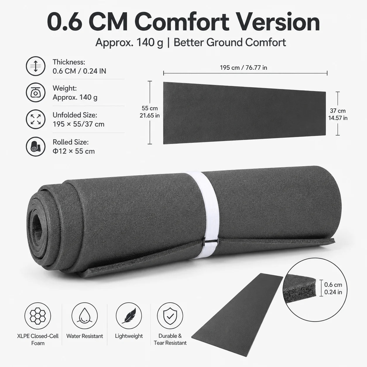 Lightweight XLPE Camping Mat Waterproof Moisture-Proof Sleeping Pad for Hiking Trekking Outdoor Picnic Portable Picnic Blanket
