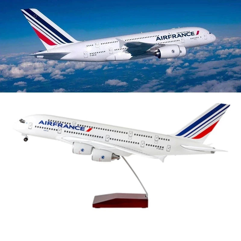 47CM air france plane model A380/B747/B777/A350 Model airplanes Resin Diecast collectible aircraft with Landing Gear Wheels LED