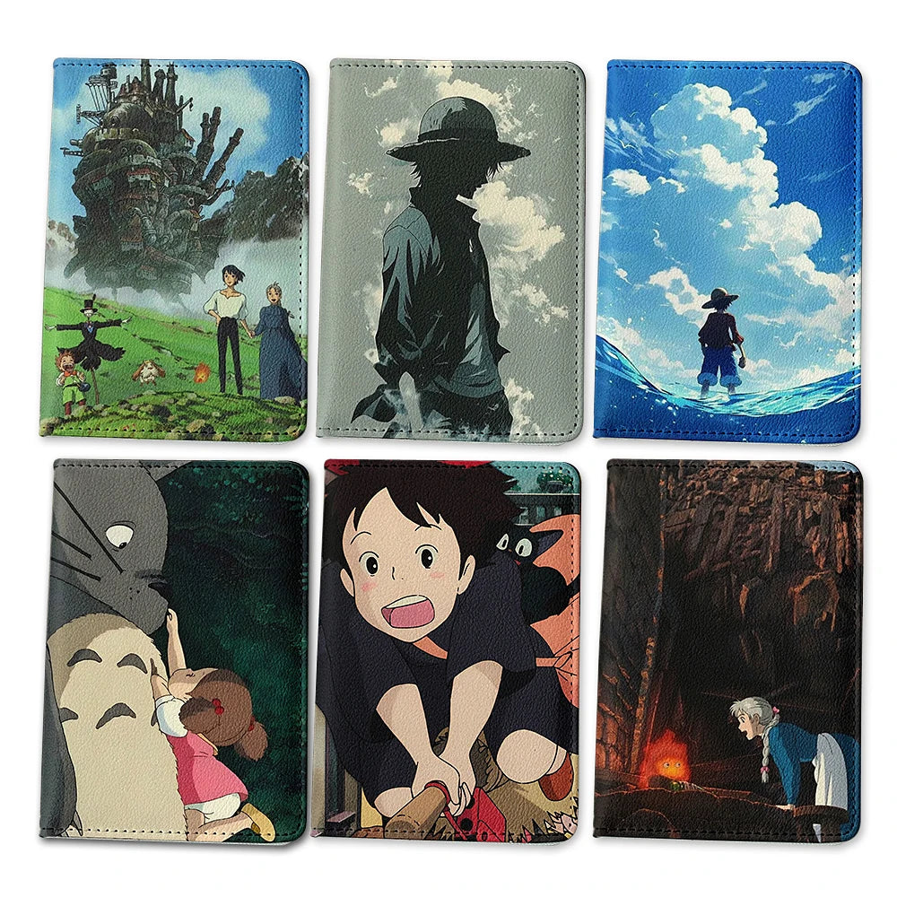 New Japanese Anime Cartoon Passport Holder Cover Women Men Travel Essentials Passport Wallet Air Ticket Credit Card Holder Case