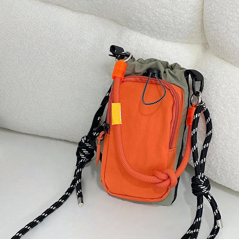 Nylon Drawstring Sport Outdoor Lightweight Crossbody Bag Mobile Phone Bag Water Bottle Bag Shoulder Bags Travel Accessories