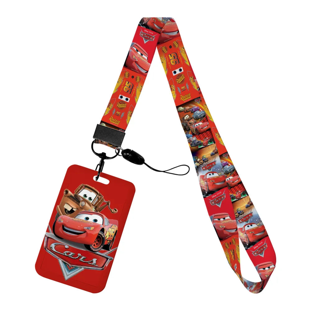 Cars Disney Movie Lightning McQueen New Arrvial Cute Cartoon Badge Holder ID Card Bus Card Holder Lanyard for Accessories Gifts