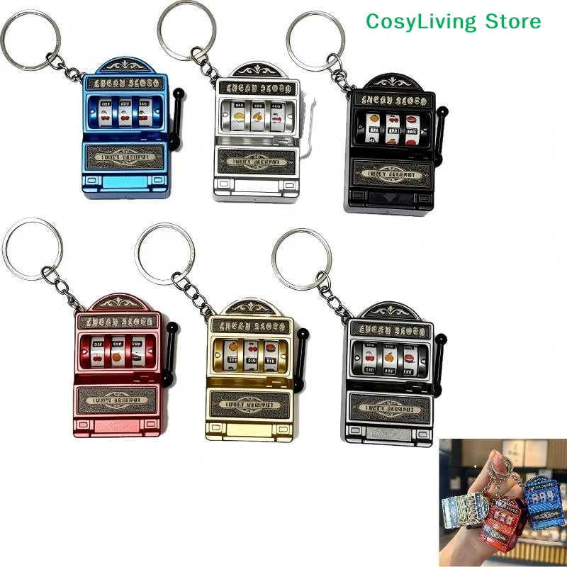 [CL]Mini Gambling Slot Machine Key Chains Arcade Pocket Fruit Lucky Jackpot Gadget Antistress Toy Funny Games Keychain Ring[CL]