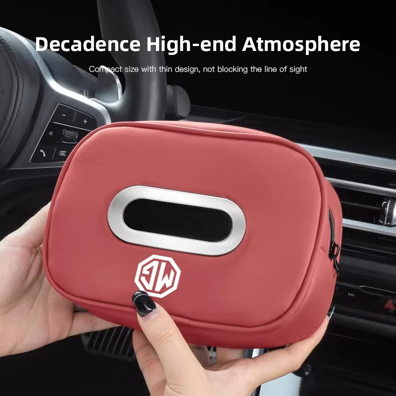Leather Car Tissue Bag Back Seat Sun Visor Armrest Tissue Box Compatible MG ZS GS MG3 MG5 MG6 MG7 GT Cyberster