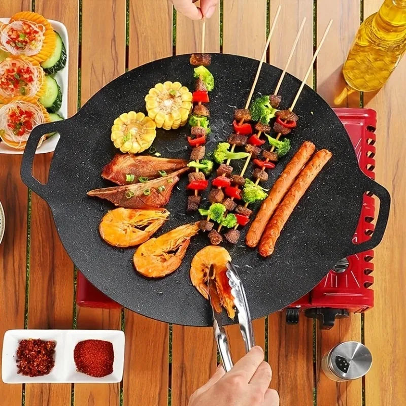 Outdoor Electrical Dual-Use Non Stick Baking Tray with Handle, Evenly Heated, Easy to Clean, for Stir Frying Noodle, Fried Egg,