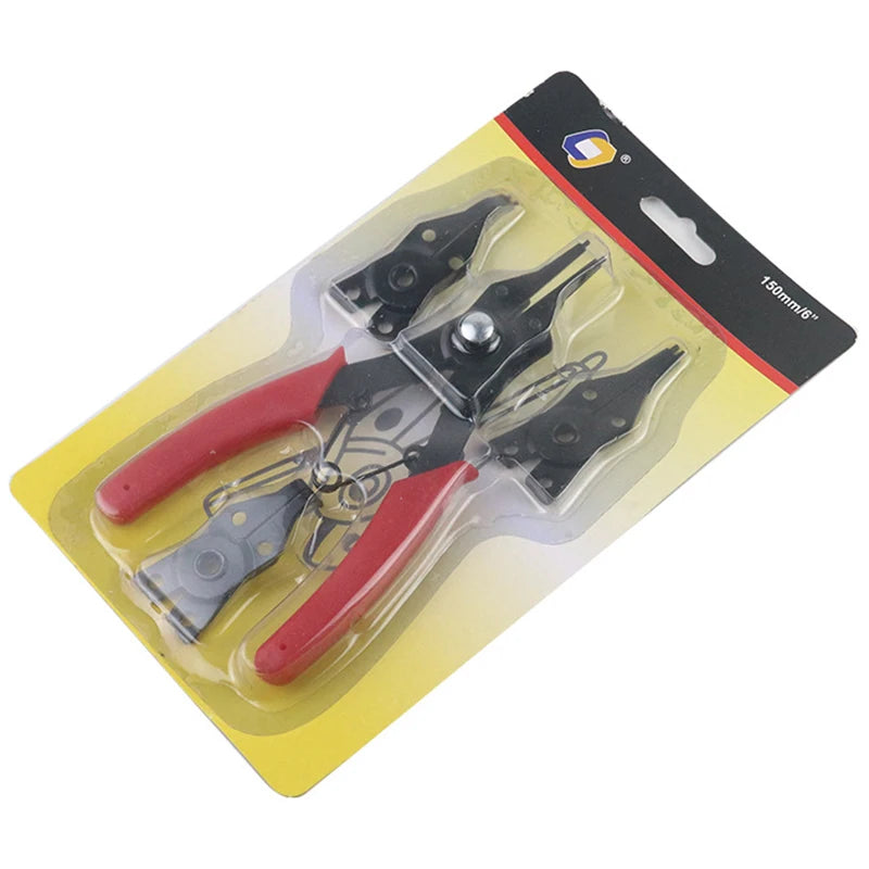 4-In-1 Circlip Pliers Set Snap Ring Pliers Multi Crimp Removable Plier Head Retaining Circlip Pliers Hand Tools Multifunctional
