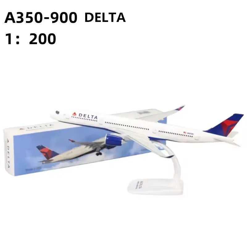 1:200 Scale A350-900 Delta/ETHIOPIAN/QATAR Airline Air With Base Plastic Assembly Aircraft Model Toy Collection Display Gifts