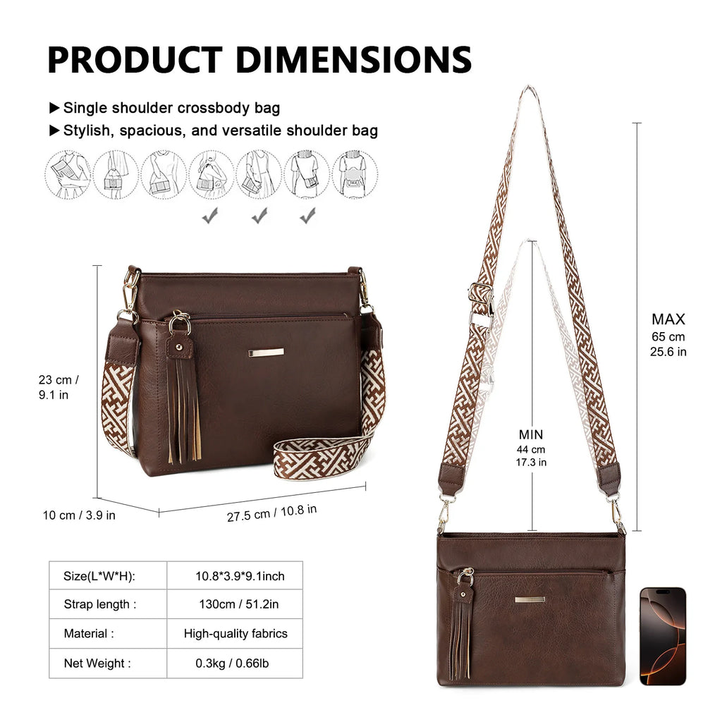 AFKOMST Large Capacity Women Bag for Women PU Leather Office Shoulder Bag Fashionable High-Quality Crossbody Bag