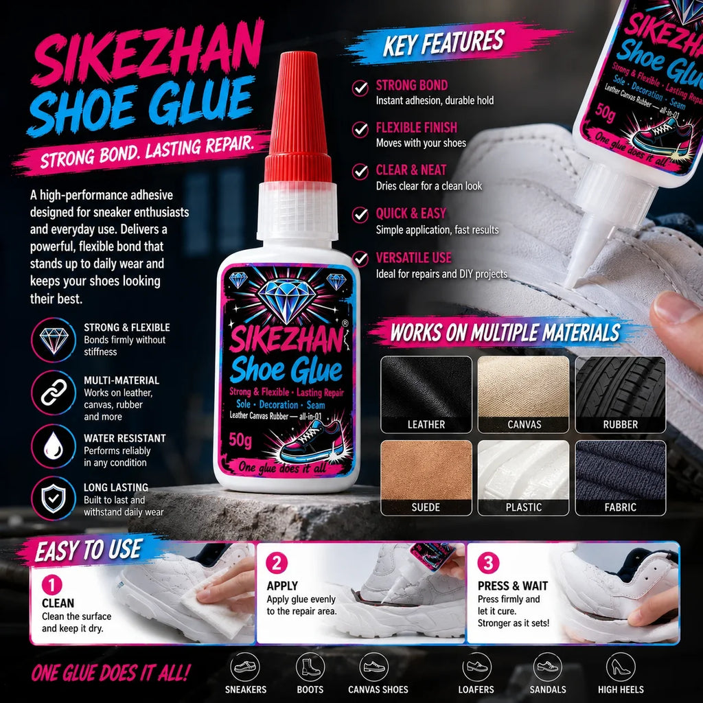 Instant Shoe Sole Repair Glue for Athletes, Waterproof Transparent Adhesive for Hiking Boots & Basketball Sneakers, 50g
