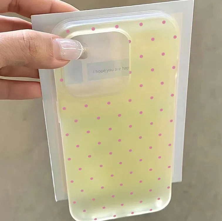 Korea ins Colorful Polka Dots Summer Y2K Matte Phone Case For iPhone 18 11 12 13 14 15 16 17 AIR Pro Max Plus Bumper Cover