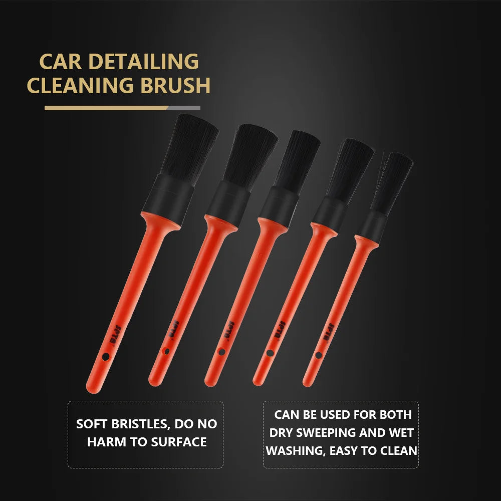SPTA 5pcs/set Sharpening Wire Car Detailing Brush Car Cleaning Detailing Set Dashboard Air Outlet Cleaning Brush