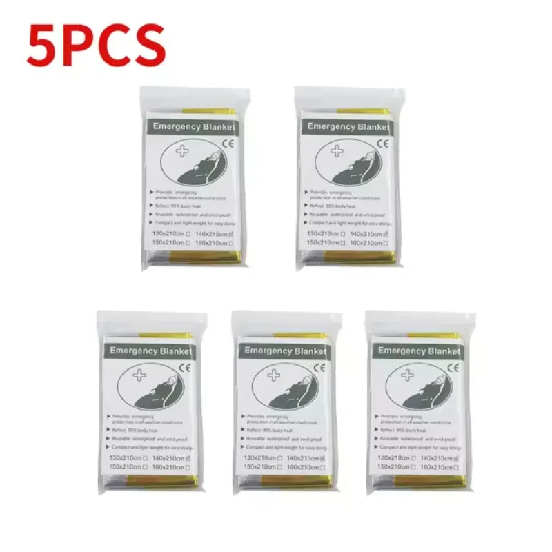 5-30Pc Outdoor Emergency Gold-Sliver Survival Blanket Waterproof First Aid Rescue Curtain Foil Thermal Military Blanket130X210Cm