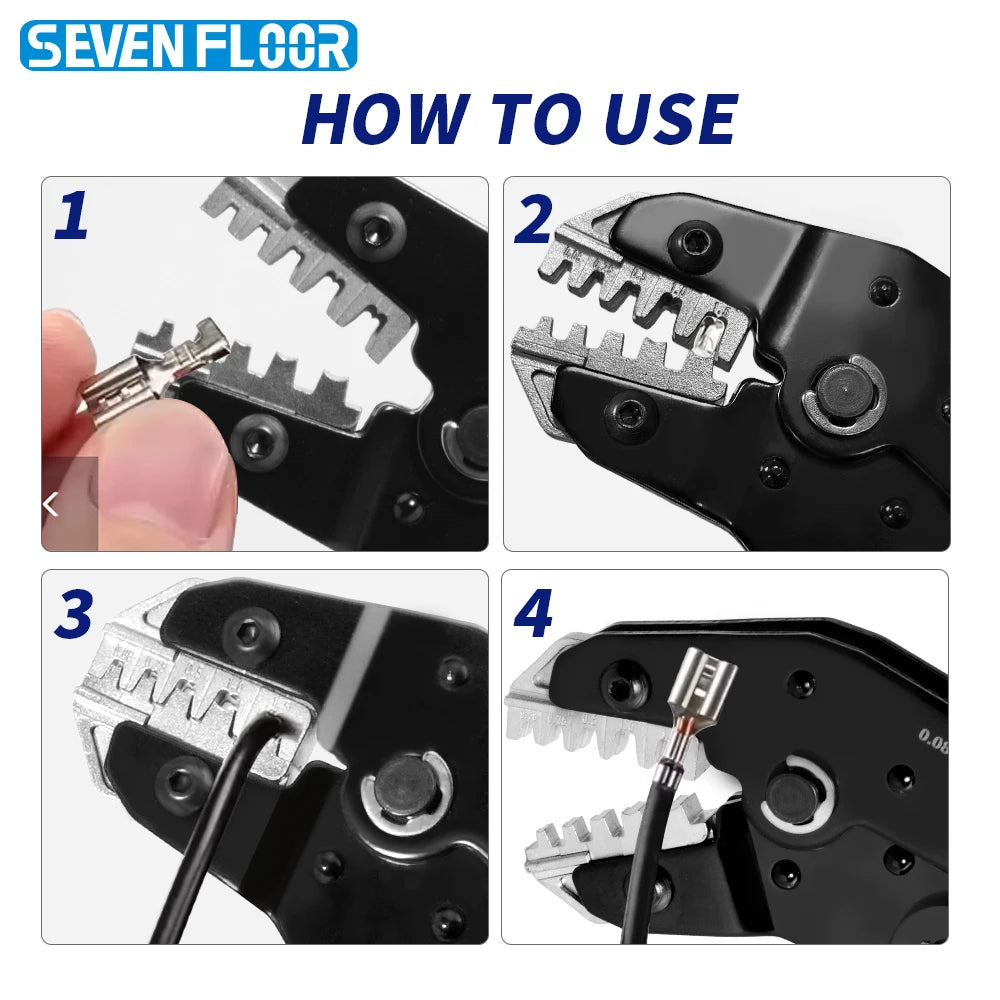 Motorcycle Wiring Repair Ratcheting Crimper, Precision Open Barrel Crimping Tool for Dupont JST Molex TE Connector Terminals