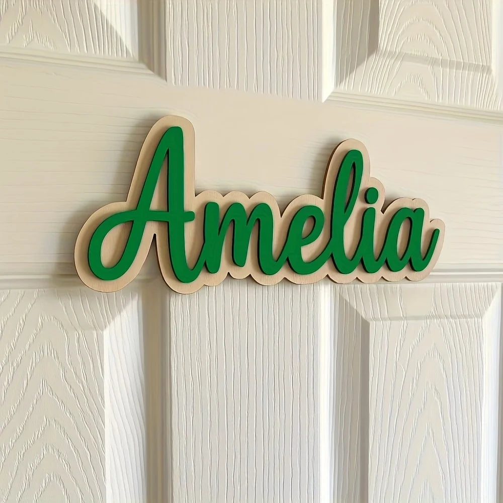 [2D Plane]1pc customized personalized signs, apartment number signs, nursery wall name signs, bedroom name wooden signs