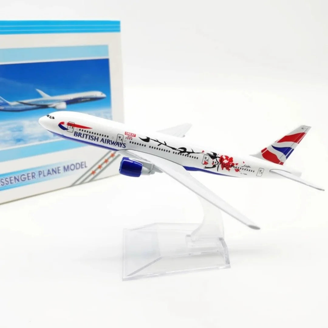 16cm B777 British Plum Blossom Airways Aircraft Airplane Model Diecast Metal 1/400 Scale Planes Toy Plane For Children
