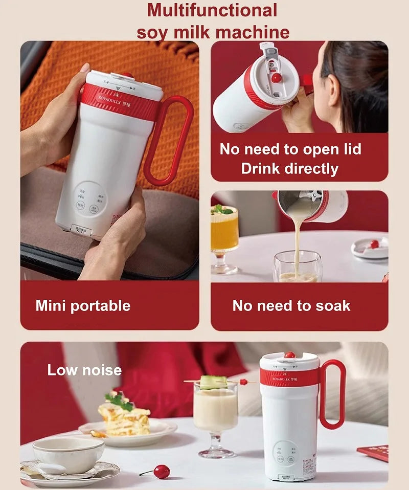 350ml Electric Soy Milk Machine Filter-free Wall Breaker Multifunction Soy Milk Cup Reservation Mixer Portable Mini Juice Cup