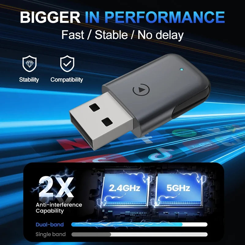 Wireless CarPlay Adapter 2 in 1 Wired to Wireless Dongle For Apple&Android Auto Plug and Play Universal Car Accessory