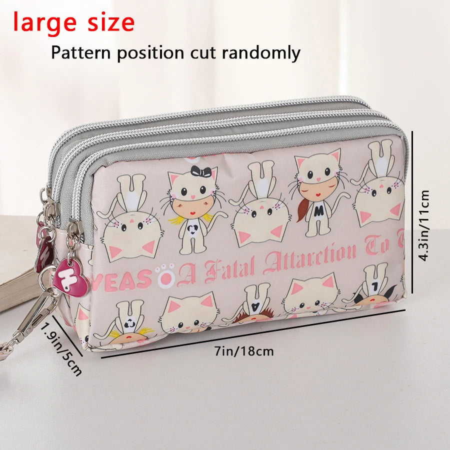 Fashionable clutch for women, long 3-zipper large-capacity wallet, multi-functional mobile phone bag, coin purse