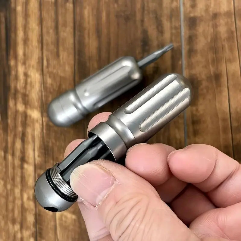 1PC EDC Titanium alloy mini multifunctional pocket tool portable screwdriver waterproof pill box necklace keychain pendant