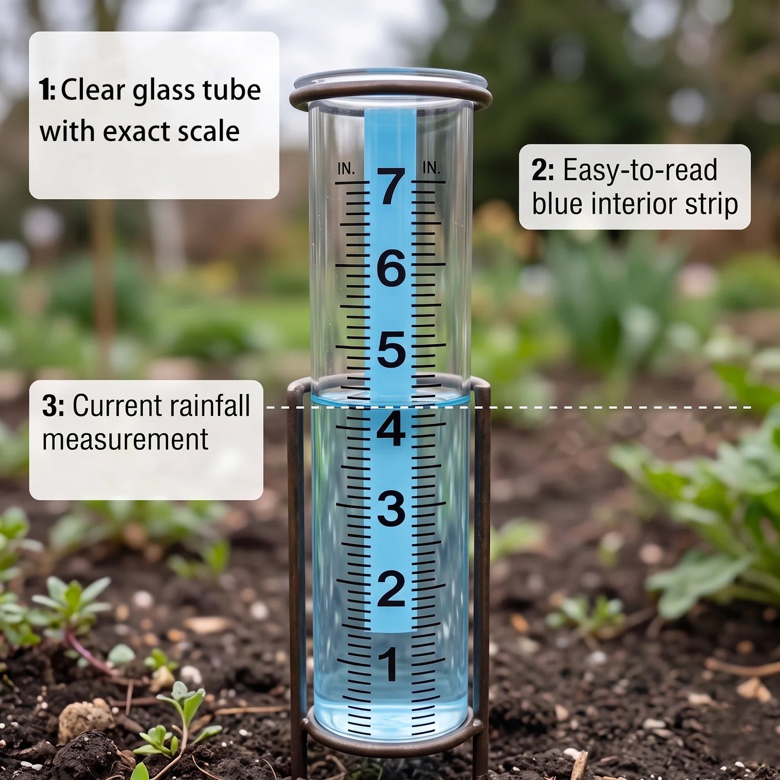Universal 7 Capacity Glass Rain Gauge Replacement Tube With Lip Durable Transparent Rainfall Measuring Cylinder For Outdoor