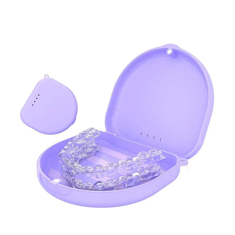 Portable Denture Tray Box Dental Retainer Box Case Plastic Teeth Container Denture Box False Teeth Protective Case With Lanyard