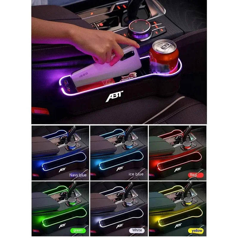 Car seat gap led 7 color festoon storage box for Audi ABT Q2 Q3 Q4 Q5 Q7 Q8 A1 A2 A3 A4 A5 A6 A7 A8 S3 S4 S5 S6 TT RS3 RS4 RS5 6