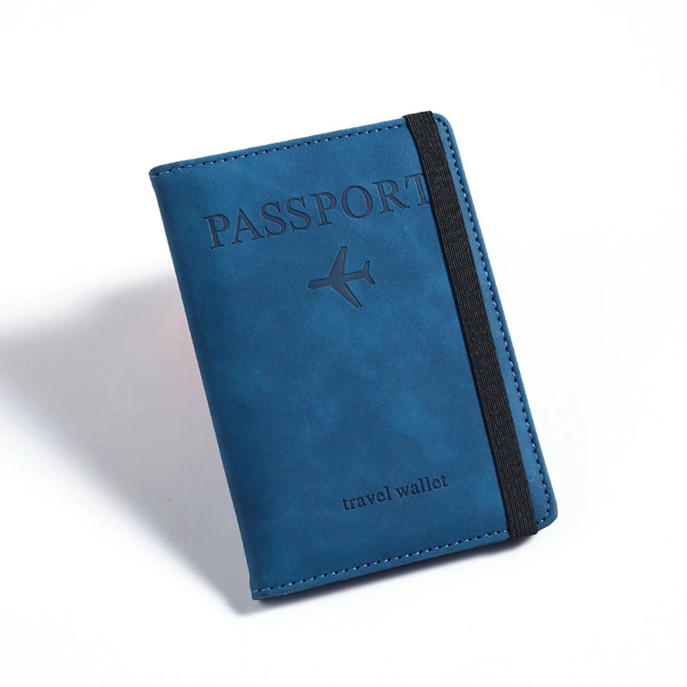 Customized Name PU Men's RFID Passport Holder 2-Style Envelope, Airplane Pattern Printed Anti-Theft Passport Wallet, Minimalist