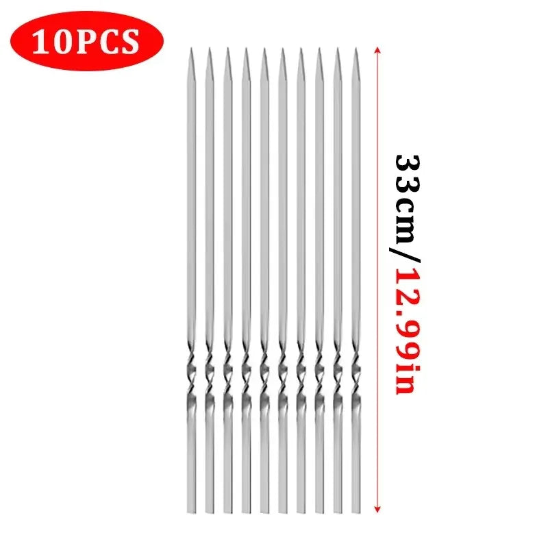 10/20/50Pcs Stainless Steel Barbecue Skewers, Reusable BBQ Kebab Skewers for Outdoor Camping, Picnic Tools, Cooking Tools