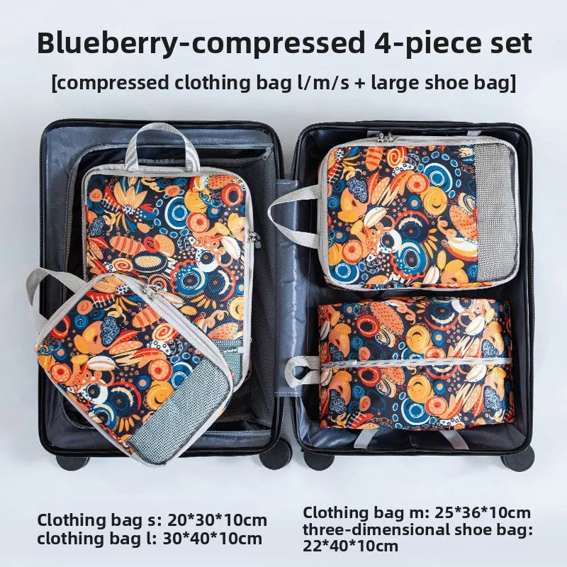 Travel Compression Packing Cubes 4Pcs Luggage Packing Bag Set Compressible & Expandable Storage Bag Essential Travel Accessories