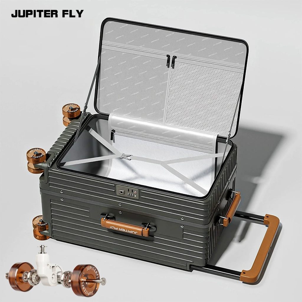 Side Opening Rolling Luggage Wide Trolley Travel 1:9 Deep Warehouse Suitcase with Skating Spinner Wheels TSA Lock PC Material 20