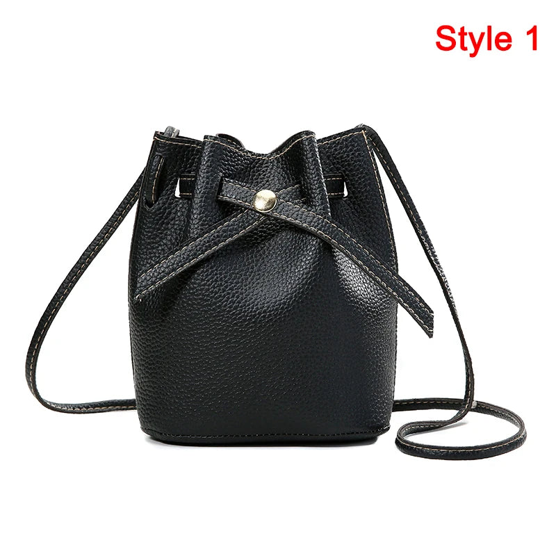 Hand Bag Ladies Women's Crossbody Bags Large Capacity PU Leather Bucket Bag Portable Cross Body Bucket Bag Single Shoulder Bag