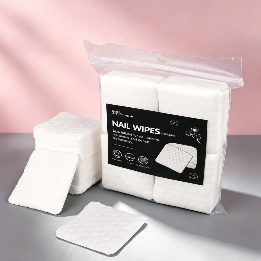 Lint-Free Nail Wipes 200 Count, Thick Durable Nail Cleaner Pads for Gel Polish Residue & Nail Surface Cleansing Manicure Tools