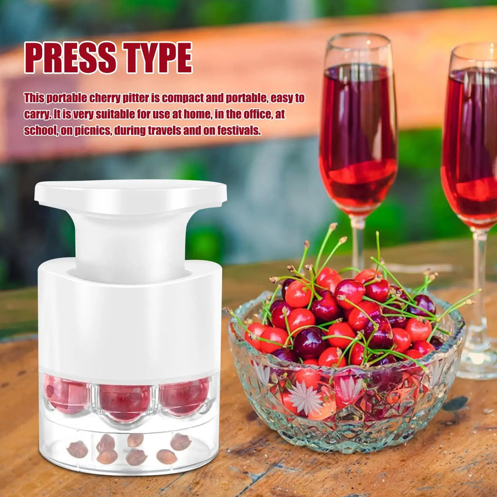 Easy-Press Cherry Pitter with 7 Holes Olive Seed Squeeze Tool Stoner Remover Kitchen Corer Aid for Dessert Jam Hawthorn Juice