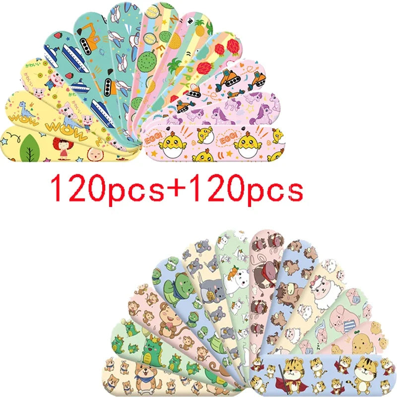 120pcs/set Round Strip Shape Band Aid First Aid Wound Plaster Skin Dressing Patch for Children Adults Adhesive Bandages Kawaii