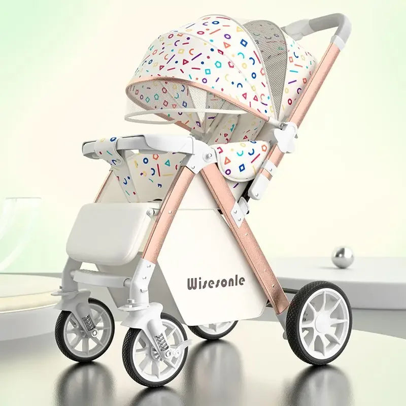 Lightweight baby stroller, high landscape stroller,can sit or lie down in both directions,suitable for babies aged 0-5 years old