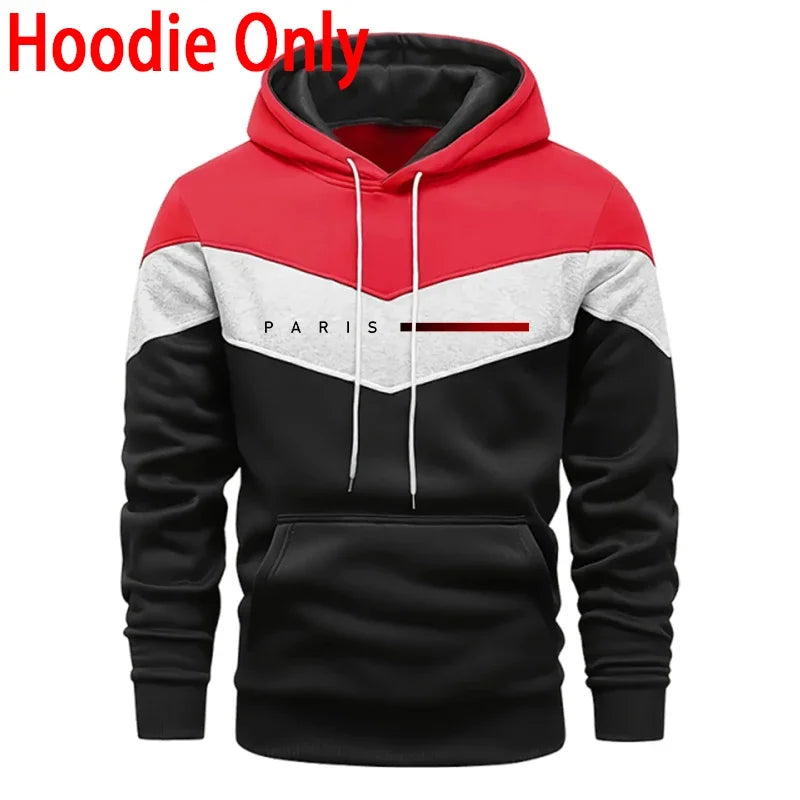 Paris Fashion Men's Hoodies Set Daily Casual Sports Hooded Sweatshirt and Jogger Pants Male Urban Trend Warm Pullover Tracksuit