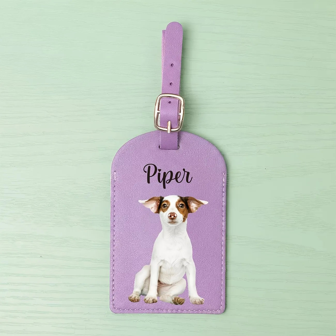 Personalized Faux Leather Luggage Tag with Name & Photo | Custom Travel ID Holder in 5 Colors, Durable PU Bag Tag for Suitcase
