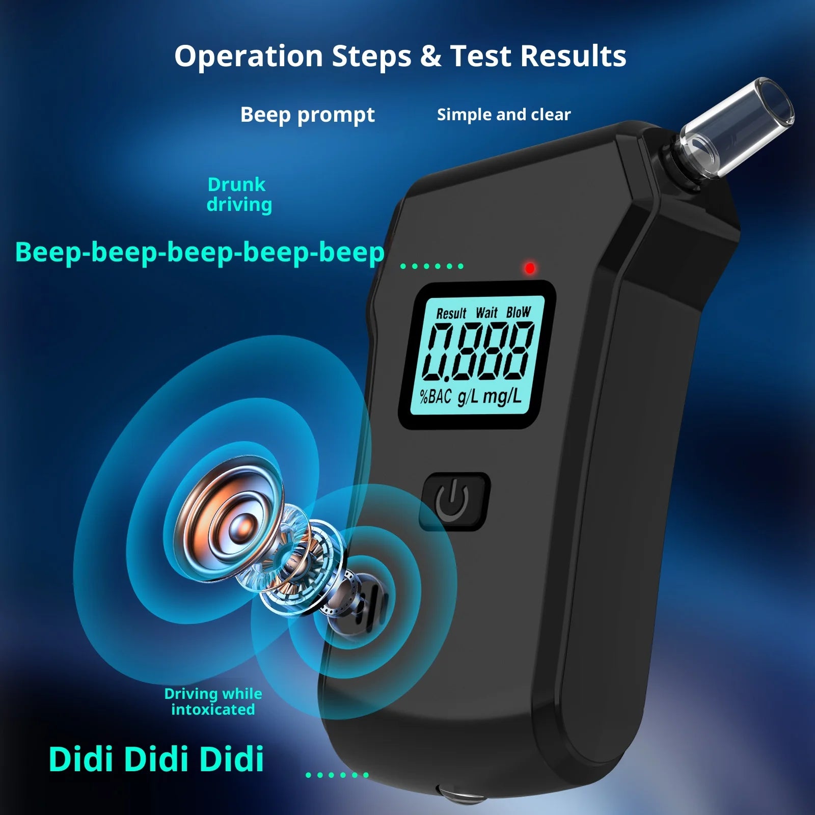 Portable High-Precision Breathalyzer with Voice Function And Light Indicator Alcohol Testing Device for Post-Drinking Safety
