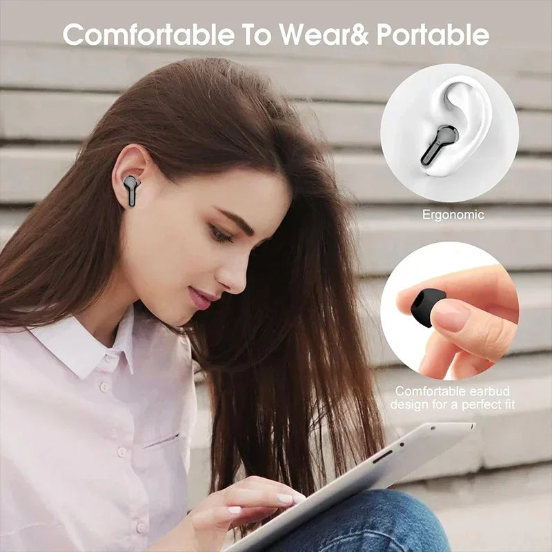 UYUXIO HiFi Stereo Earphone Wireless Earbuds with LED Display 48H Play Time Ear Buds with ENC Noise Cancelling Headphones