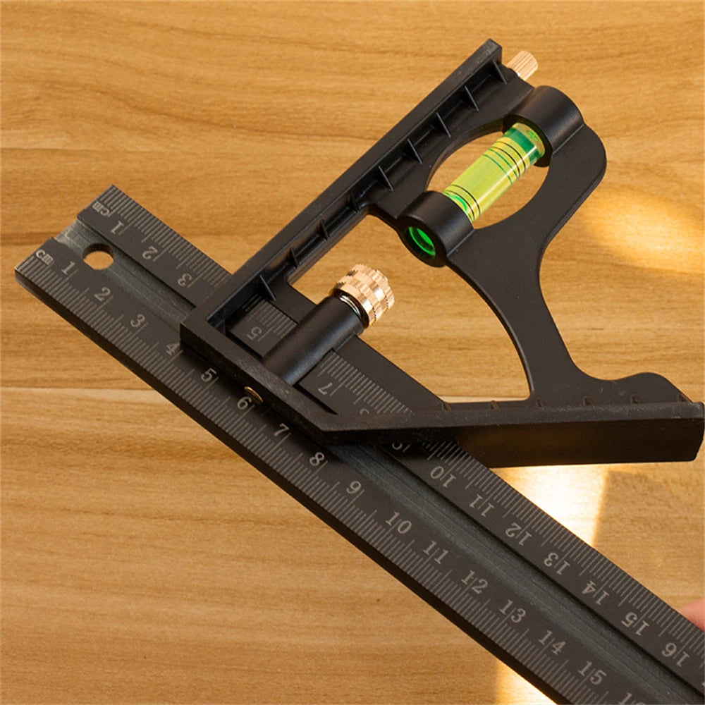 15cm/20cm Adjustable Combination Right Angle Ruler 45 / 90 Degree with Bubble Gauge Measuring Tools Levelling Instrument