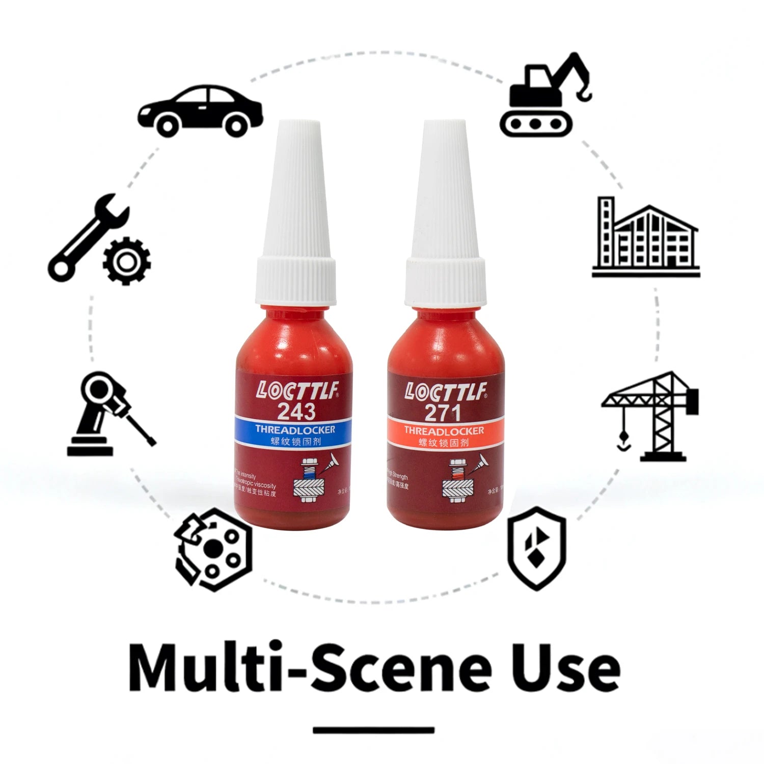 243 Blue 271 Red Thread Locking Anaerobic Adhesive 10ml, Permanent Locking, Fast Curing, Industrial Machinery Metal Fasteners