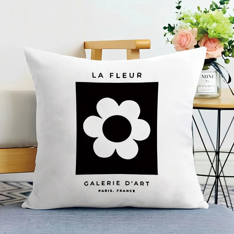 Black and White Ins Style Double-sided Printed pillow cover Short plush Suitable living rooms bedrooms sofas throw cushion cover